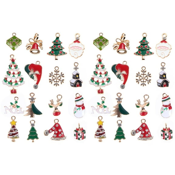 Jiyike 32 pcs Alloy Pendant Charm Set Christmas DIY Pendant Jewelry Making Accessories