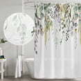 thumbnail image 4 of Eucalyptus Leaves Shower Curtain Set - Long 72" x 84" Washable Bathtub Curtain with 12 Hooks, Summer Botanical Green Watercolor Waterproof Fabric Stall Shower Curtains for Bathroom/Bathtub Décor, 4 of 6