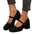 thumbnail image 4 of Women's Mary Jane Heels Fashion Suede Buckle Comfortable Casual Shoes For Daily Wear On Square Heel Dress Shoes For Women, 4 of 8