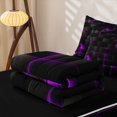 thumbnail image 5 of Erosebridal 3D Purple Abstract Zipper Twin Comforter Sets with Fitted Sheet and 2 Pillowcases for Boys Men, Neon Glow Texture Print Zipper Bedding Set, Black Reversible, 4 Pieces, 5 of 7