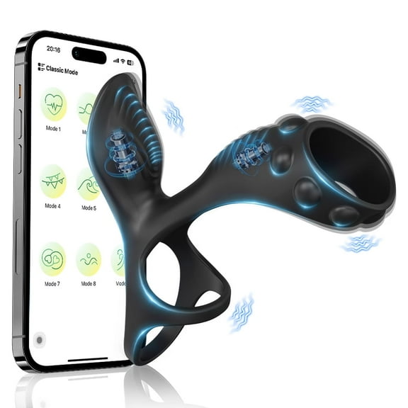 XBONP Male Penis Ring Vibrator with App&10 Vibration Modes, Mens Vibrator Anal Plug Vibrator