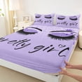 thumbnail image 3 of Homewish Chic Sparking Print Twin Sheet Sets,Kawaii Pretty Girl Twin Fitted Sheet,Purple Black Flat Sheet For Men Women,Microfiber Bedroom Decor,3 Pieces, 3 of 7