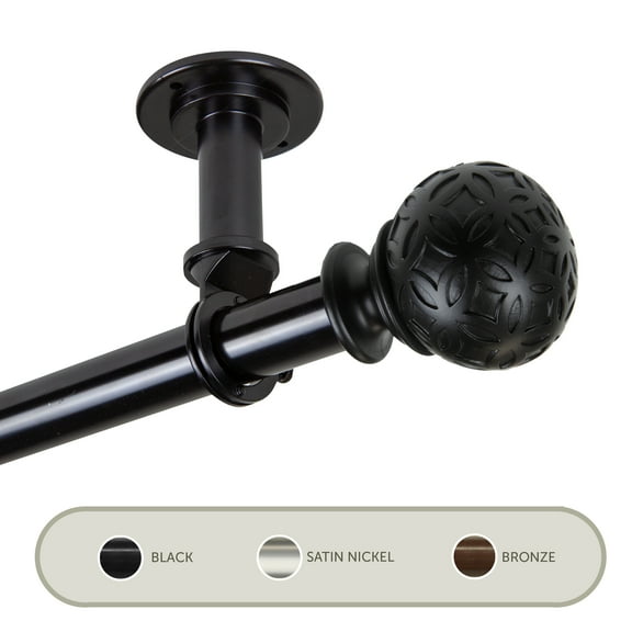 Plaid Ceiling 1" Curtain Rod/ Room Divider 48-84 inch - Black