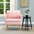 thumbnail image 2 of ARCTICSCORPION Mid-Century Chaise Lounge Arm Chair with Metal Rose Golden Legs, Modern Upholstered Arm Leisure Chair, Single Accent Sofa for Living Room Bedroom, Pink Teddy, 2 of 7
