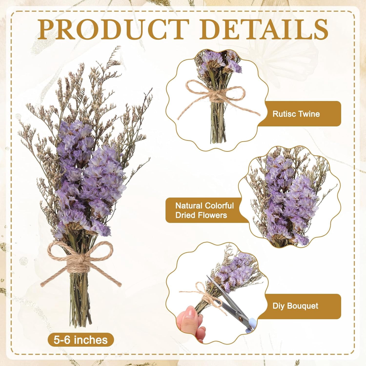 Dried Flower Bouquets Mini Dried Flowers Bulk with Stem Natural Real Flower Bundles Forget Me Not Boho Floral Arrangement for Crafts Vase Dly Wedding Decor Bridesmaid Gift