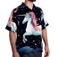 thumbnail image 2 of Starry Unicorn Men's Short Sleeve Spread Collar Poplin Button Down Casual Printed Summer Beach Unisex Shirts, 2 of 6