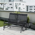 thumbnail image 3 of Resenkos All-Hand Woven PE Rattan Bench, Ergonomic Glider Loveseat, Outdoor Patio, Garden, Porch, Lawn, Comfort,Black, 3 of 11