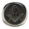 thumbnail image 3 of Free Mason Ring - Chiseled Face Freemasonry - Steel Silver Color Masonic Rings, 3 of 3