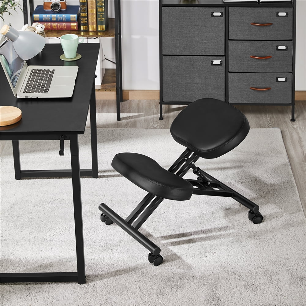 Yaheetech Adjustable Ergonomic Kneeling Chair Knee Stool Posture Corrective Angled Seat with Thick Foamed Cushion Swivel Office Chair for Home Office, Black