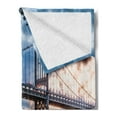 thumbnail image 2 of New York City Soft Flannel Fleece Throw Blanket, Kennedy Triboro Bridge in Queens New York Manhattan River Scenery, Cozy Plush for Indoor and Outdoor Use, 60" x 80", Orange Peach Blue, by Ambesonne, 2 of 5