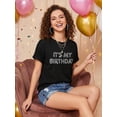 thumbnail image 2 of Tenues d'Anniversaire pour Femmes Chemise Fille à Paillettes Cadeau de Fête Mignon Graphique Manches Courtes Col Rond Hauts, 2 of 6