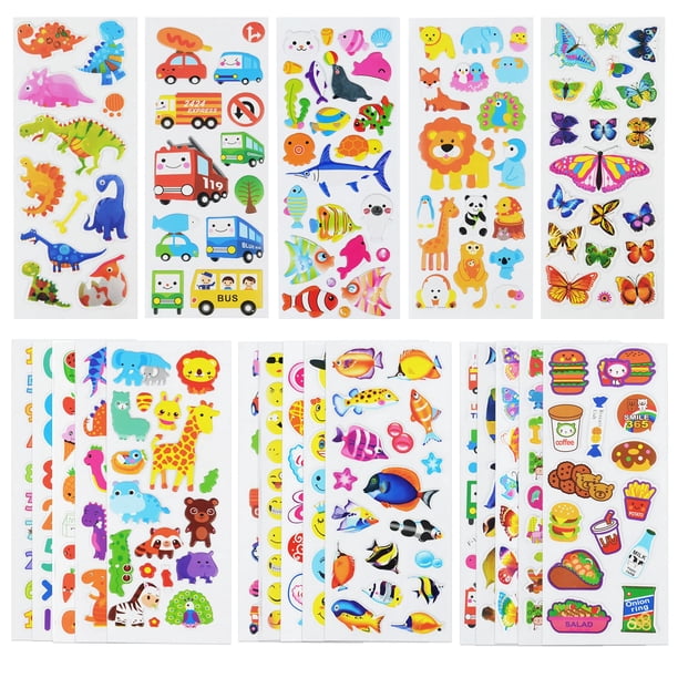Set de Stickers DaiUni 3D Puffys para Niños Pequeños con 24 Hojas