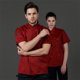 thumbnail image 4 of CHEF DE ALGODÓN Uniforme de manga corta de verano para hombre Chaqueta de chef delantal Botones Sweat Bands for Grill Restaurant Bar Shop Cafes Red L sidaley HA012099-17, 4 of 7