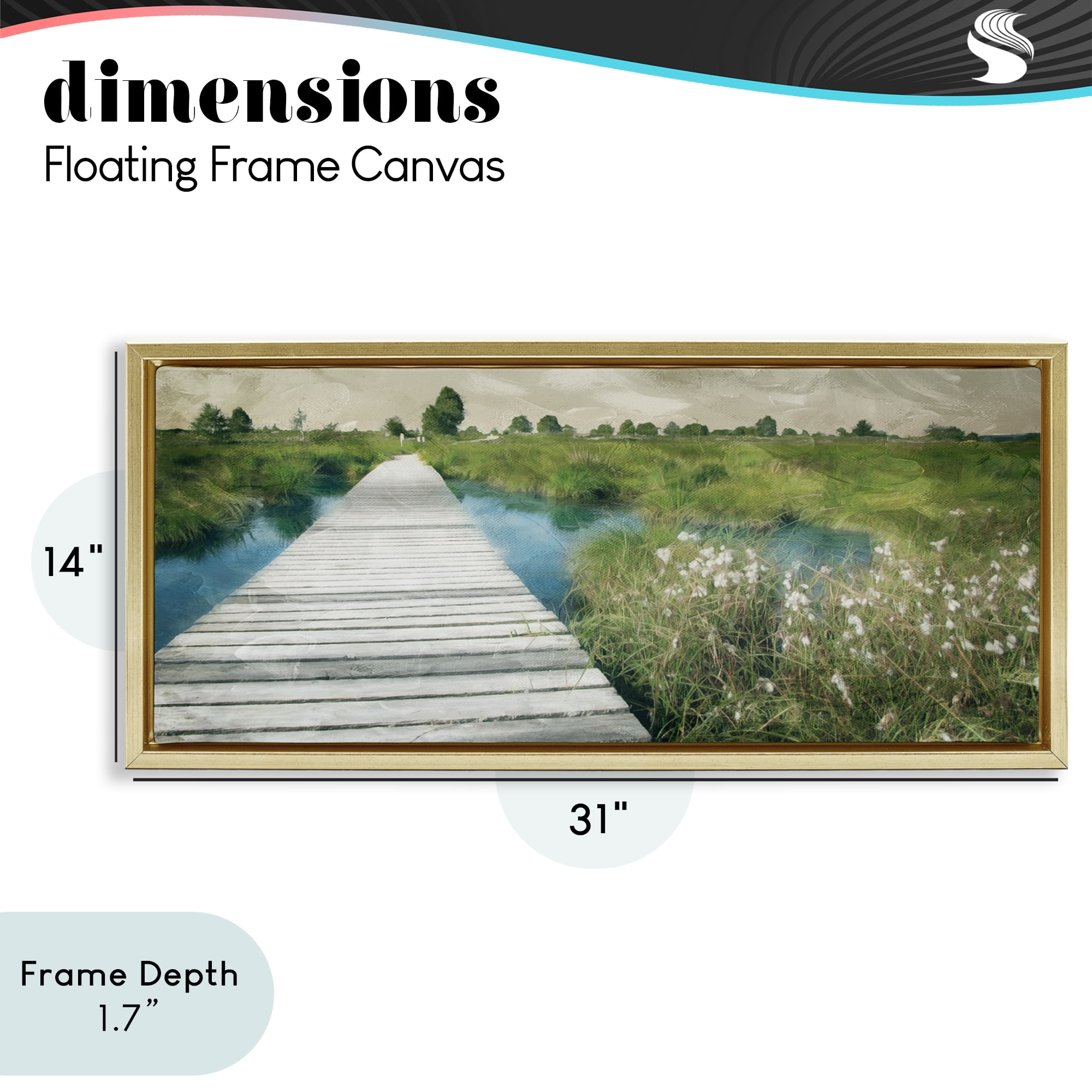 Stupell Industries Walkway On The Marsh Gold Framed Floater Canvas Wall Art, design by Milli Villa
