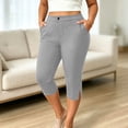 thumbnail image 2 of Szhihuiw Leggings for Women Plus Size Fashion Side Slit High Waisted Capri Pants Casual Womens Trousers with Pockets, 2 of 8