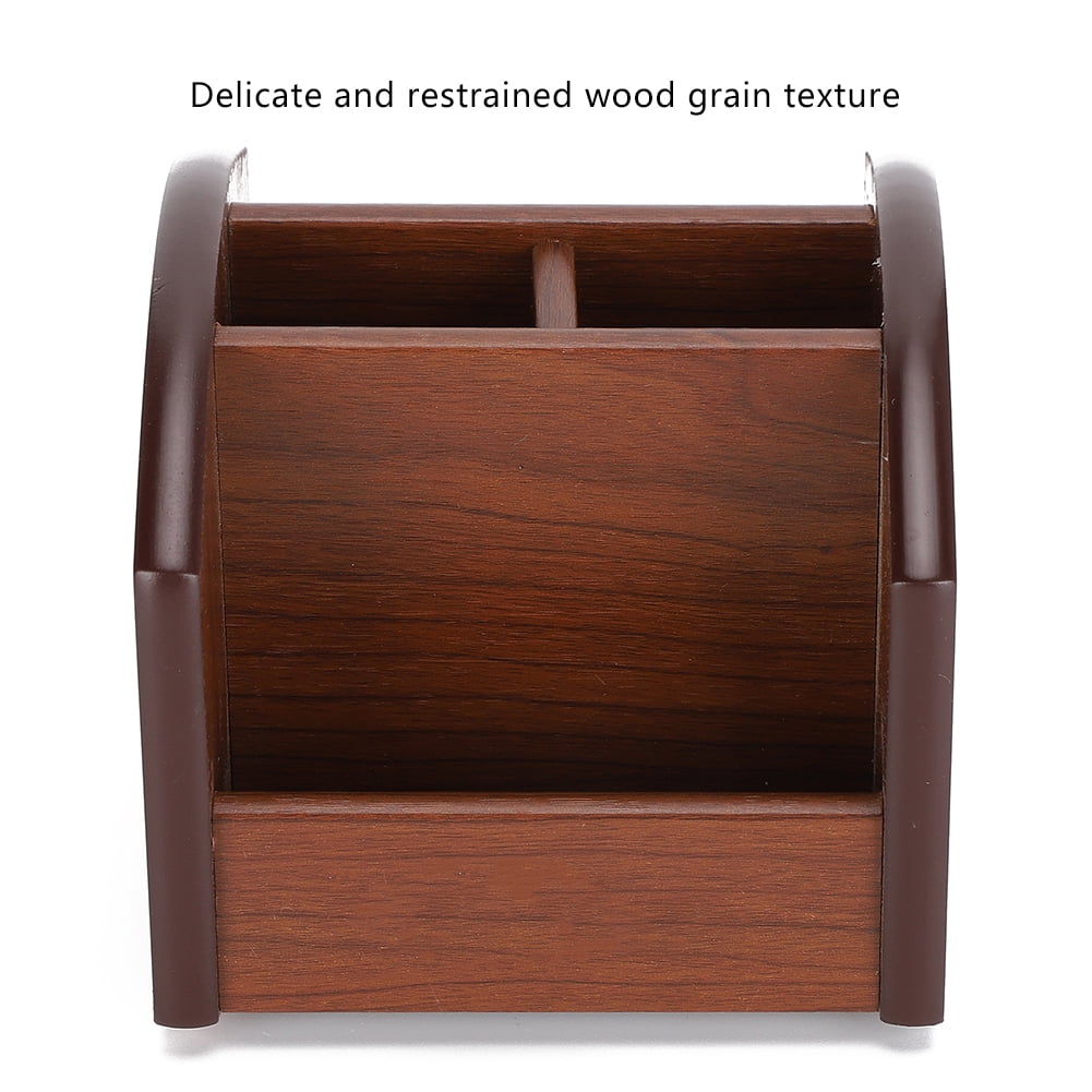 OTVIAP Wooden Pen Holder Business Card Storage Box Bottom Rotation Desk Container,Office Supplies,Pen Holder