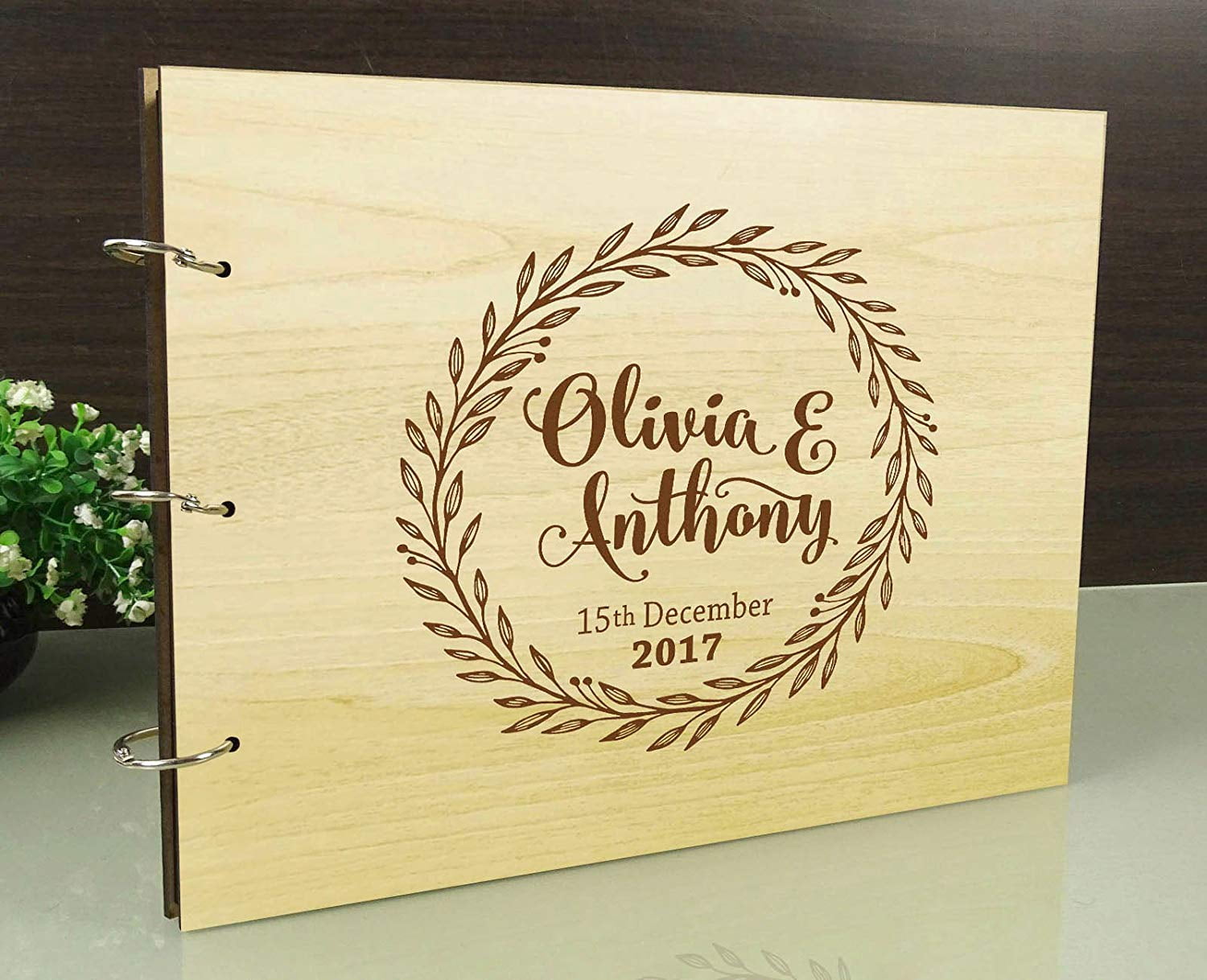 Fashioncraft Baroque Design Guest Book With 5x7 Photo Frame Cover - Ivory & Gold, 50 Lined Pages - View #4