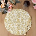 thumbnail image 3 of Yellow Flowers Round 15 Inch Placemats Set of 2, Country Pastoral Floral Leaves Vines HeatResistant Non Slip Place Mats for Dining Table, Wipeable Braided Kitchen Table Mats for Housewarming, 3 of 9