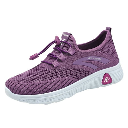 

ZIZOCWA Women Workout Sneakers Wide Width Slip-On Lace-Up Soft Sole Running Shoes Non-Slip Walking Shoes Autumn Tennis Shoes Lightweight Purple Size38