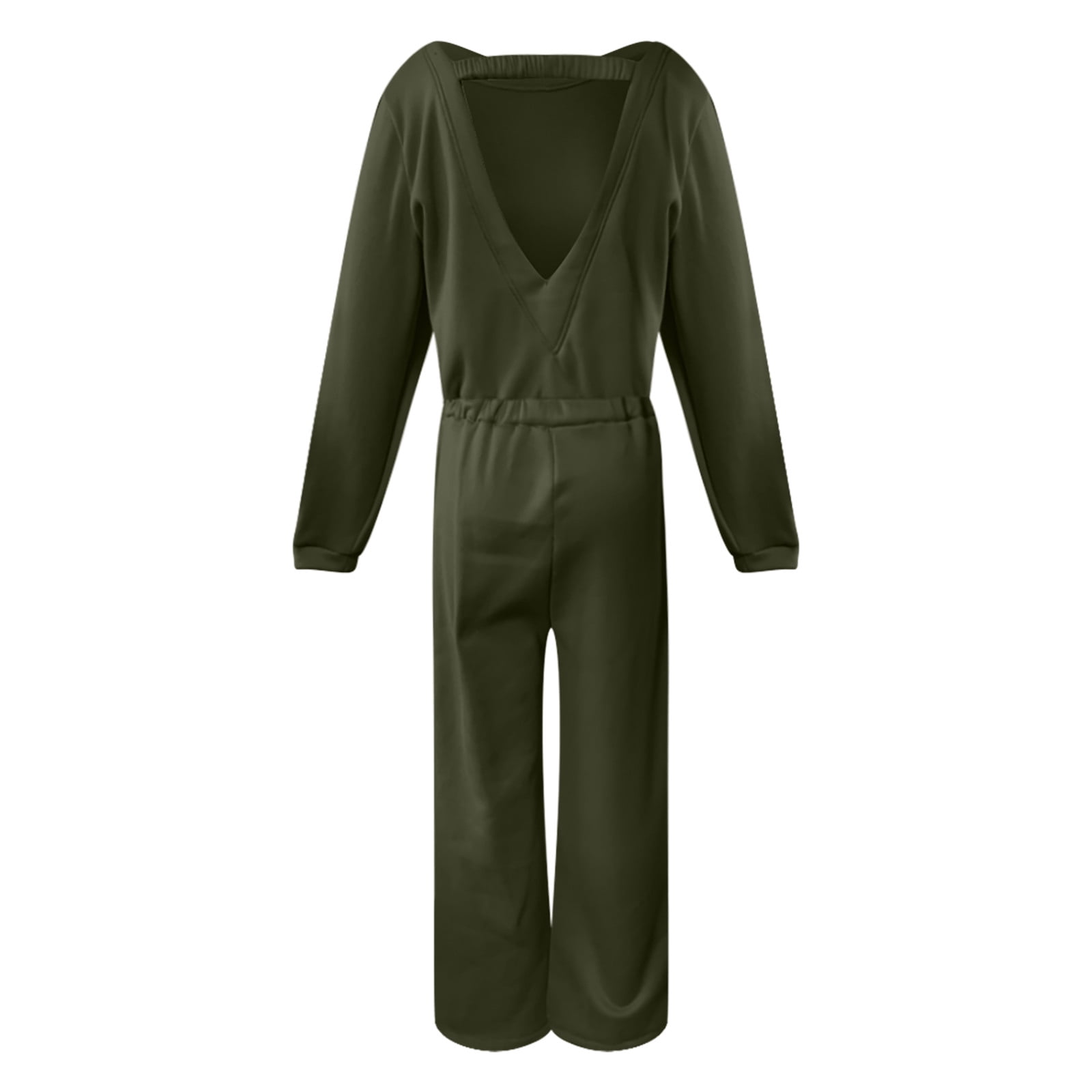 Women's Fashion Sporty Long Sleeve Solid Color Backless Jumpsuit Set Womens Jumpsuits And Rompers Dressy Formal Pant Suits for Women Evening Wear Rompers for Women Summer Woman Romper & Jumpsuit plus