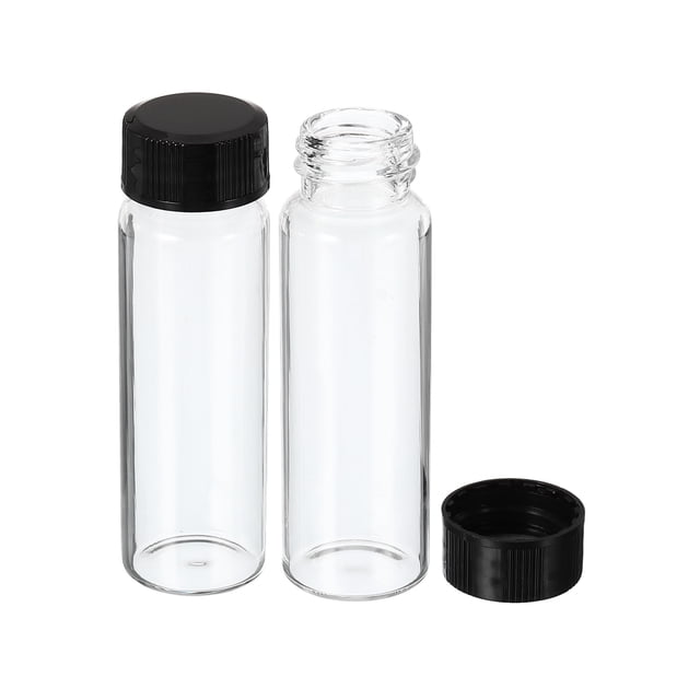 Unique Bargains 15mL Reagent Glass Storage Bottle Round Plastic Screw Cap Lab Home Clear 24 Pack