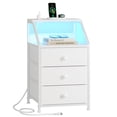 thumbnail image 1 of GUNAITO Nightstand with Charging Station Side Table with 3 Drawers End Table with Open Shelf Bedside Table with USB Ports and Outlets Nightstand for Bedroom,White, 1 of 9