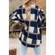 thumbnail image 2 of Camisas de cuadros cepillados para mujer, chaquetas tipo sobretodo con solapa de franela de manga larga y botones con bolsillos, 2 of 3