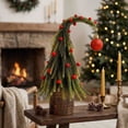 thumbnail image 6 of Christmas Tree Tabletop Decor, Bent Artificial Small Xmas Tree with Red Berries & Ornament Ball, Potted Christmas Centerpiece for Mantel, Shelf, Dining Table, Farmhouse Indoor Holiday Party Decor, 6 of 7