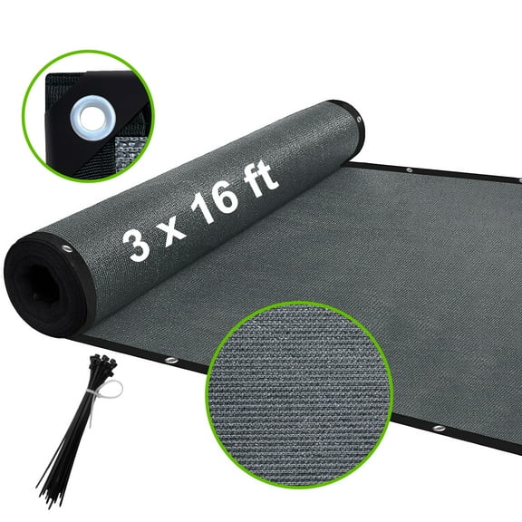 Privacy Fence Screen Heavy Duty 90% Blockage Shade Cover Fencing Net for Wall Garden Gazebo Backyard,3*16 ft, Gray