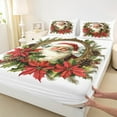 thumbnail image 3 of jejeloiu Retro Santa Claus Bed Sheets,Red Xmas Berry King Sheets,Rustic Pine Cone Sheet Set For Child,Ultra Soft Home Decor,4pcs, 3 of 7