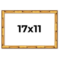 17x11 Frame Gold Bamboo Solid Wood Picture Frame | 0.75 Inch Moulding Width | Interior Frame Depth