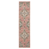 Mohawk Home Catalan Low Pile Latex Backed Stain and Fade Resistant Geometric Pink Indoor Area Rug, 1' 11" X 10'