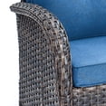 thumbnail image 3 of POCASSY Outdoor Swivel Lounge Patio Wicker Chairs with Side Table, All Weather Wicker Rattan Swivel Rocker for Outside, Brown/Blue, 3 of 6