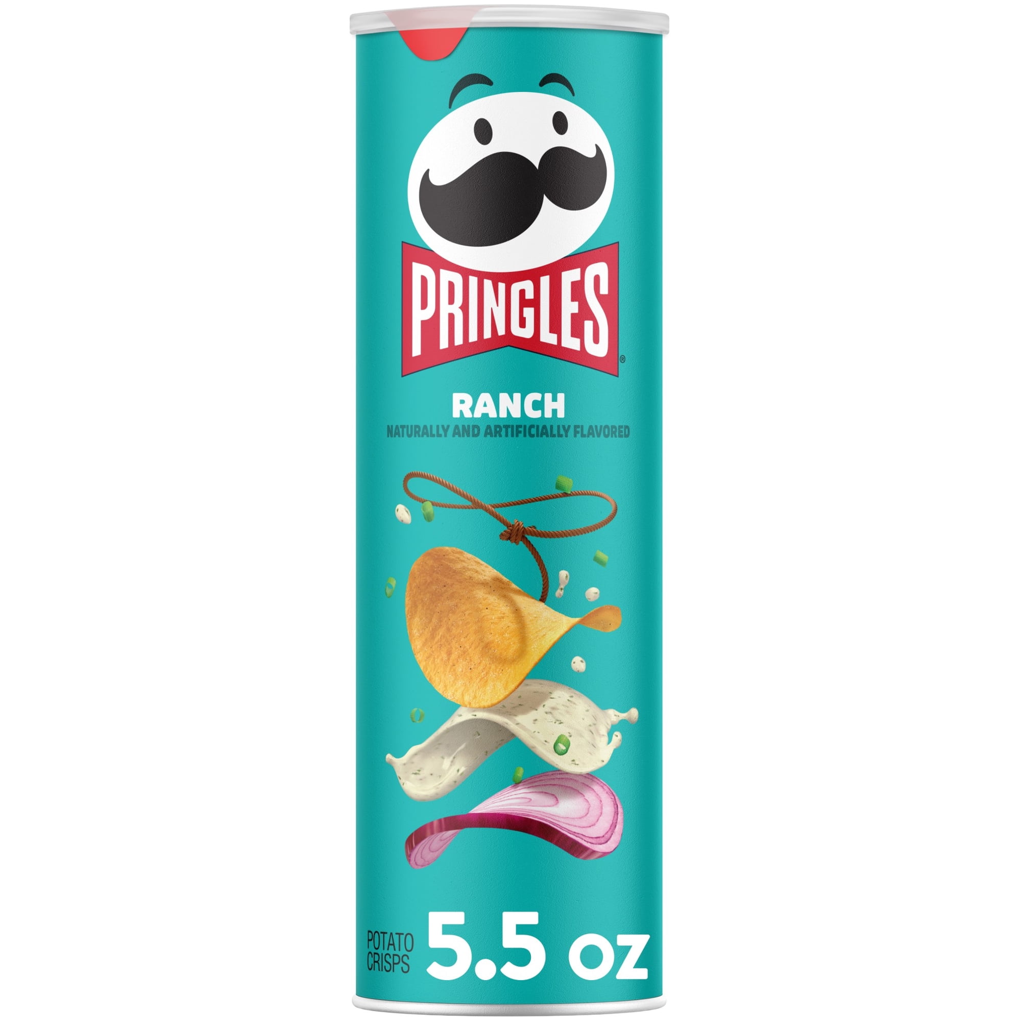 Pringles Ranch Potato Crisps Chips, Lunch Snacks, 5.5 oz Canister