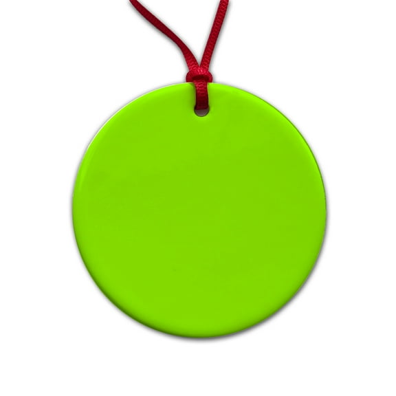 It's Just a Solid Lime Green Color Christmas Tree Holiday Round Ceramic Ornament
