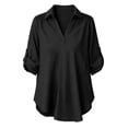 thumbnail image 6 of Guluxicc Women's Lounge Shirts Lightweight Collared V Neck Long Sleeve Solid Tops for Summer Casual Outfits, 6 of 6