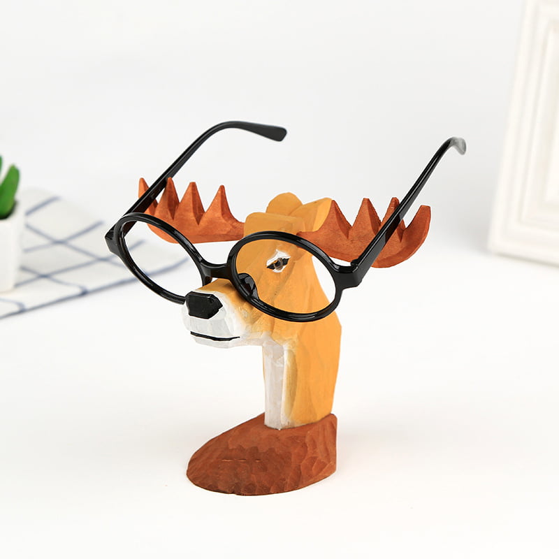 Home Decor Accessories Sunglasses & Eyewear Eyeglass Stands Animal Wood Carving Sculpture Christmas Decor Wooden Glasses Stand Sunglasses Organiser Deer Eyeglasses Holder Birthday 