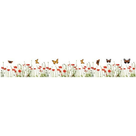 - Home Decor Line Poppies and Butterflies Border Decal