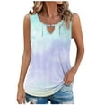thumbnail image 2 of HOMBOM Tank Tops for Women Trendy Cutout Mint Green Pleated Casual Sleeveless Tie-Dye Notch Neck Blouse, 2 of 6