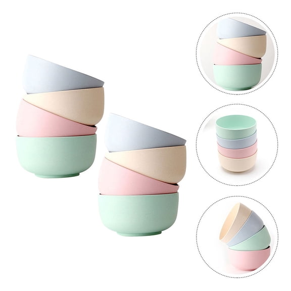 UNOMOR 8pcs Assorted Color Bamboo Fiber Bowls Lightweight Kitchen Use Easy to Clean Dining Table Decor