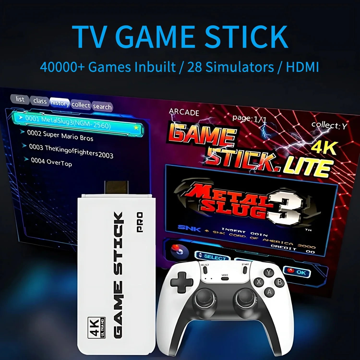 ZYTKWT M15 Video Game Console - 4K HDMI, 2.4G Wireless Controller, 64GB, 40,000+ Games, 28 Emulators, Portable Game Stick