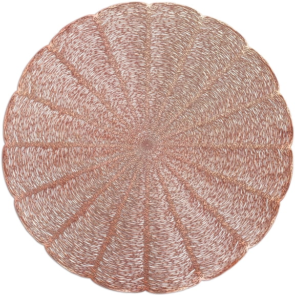 " OCCASIONS " 20 Pieces Pack / Centerpiece Placemats Washable Easy to Clean PVC Heat-resistand Woven Vinyl Table Mats (Bloom Matt Rose Gold)