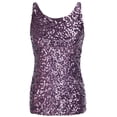 thumbnail image 5 of PrettyGuide Women Shimmer Glam Sequin Embellished Sparkle Tank Top Vest Tops Purple, Medium, 5 of 6