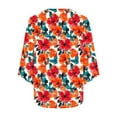 thumbnail image 6 of Chiccall Blouses for Women Ruffle 3/4 Sleeve Dressy V Neck Flowy Tunic Tops Business Flared Sleeve Casual Loose Shirts Multicolor M, 6 of 8