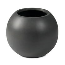 Ash & Ember Onyx 24" D Ceramic Indoor Outdoor Round Sphere Planter, Charcoal, Home Décor Evergreen Weather Resistant Modern Planter Pot