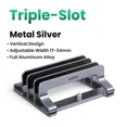 thumbnail image 1 of Vertical Laptop Stand For MacBook Pro Aluminum Portable Notebook Stand Laptop Support MacBook Air Pro Tablet Phone Stand Metal Triple Slots, 1 of 6