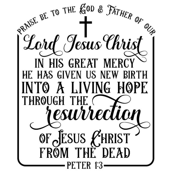 In His Great Mercy He Has Given Us New Birth Peter Faith Wall Decals for Walls Peel and Stick wall art murals Black Small 8 Inch
