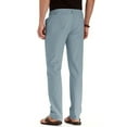 thumbnail image 4 of UKAP Summer Solid Color Elastic Waist Trousers for Men Plain Drawstring Trousers Lightweight Straight Leg Jogger Pants with Pockets Light Blue S, 4 of 4