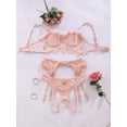 thumbnail image 3 of Sultry Floral Lace Lingerie Set, Flower Decor Mesh Bra & Garter Belt Girdle Panties, Women's Sexy Lingerie & Underwear, 3 of 5