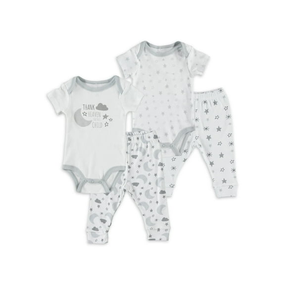 Baby Gear aby Boy Baby Girl Gender Neutral Unisex 4 PC Jogger Set, Sizes Newborn-9 Months